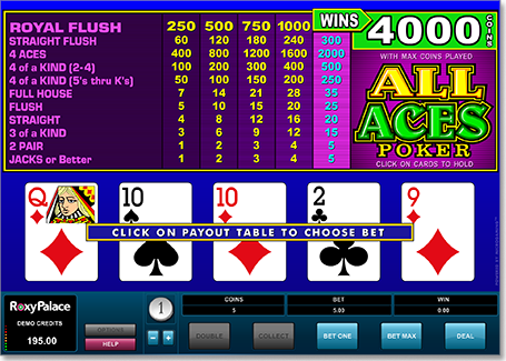 All Aces video poker