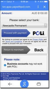 Use POLi for fund transfers on iPhone