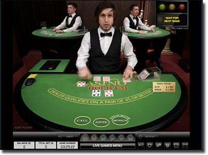 Live dealer Texas Hold'em Thrills Casino